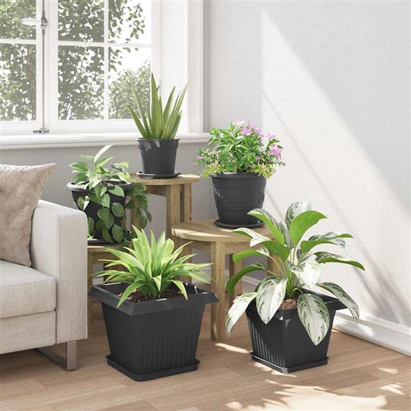 Grote foto vidaxl vierkante bloempot 24 pcs zwart 43 x 43 x 33.5 cm kunststof tuin en terras overige tuin en terras