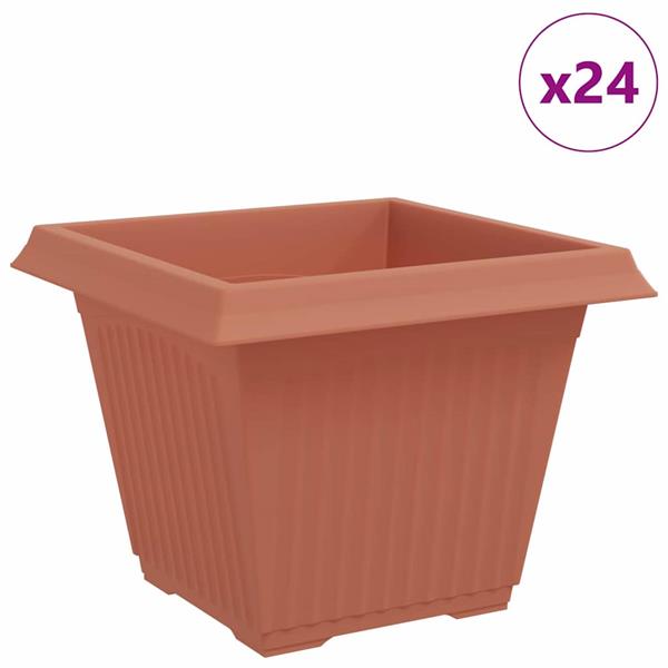Grote foto vidaxl vierkante bloempot 24 pcs baksteenrood 43 x 43 x 33.5 cm tuin en terras overige tuin en terras