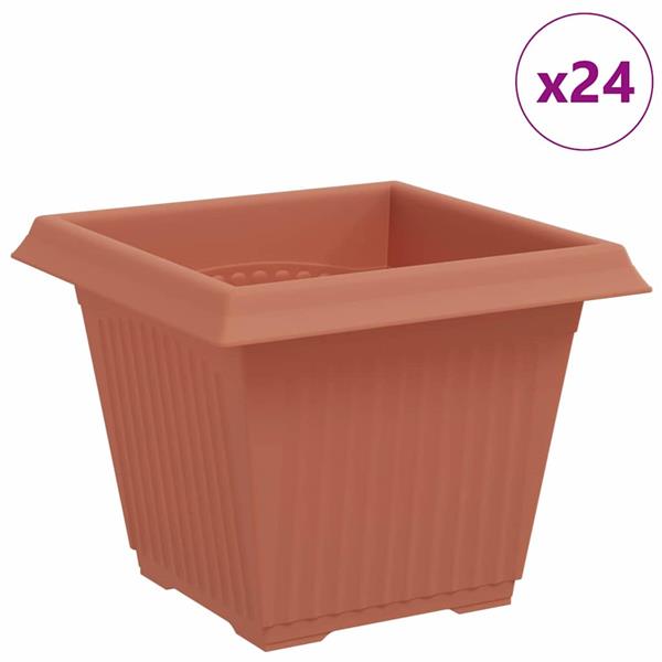 Grote foto vidaxl vierkante bloempot 24 pcs baksteenrood 43 x 43 x 33.5 cm tuin en terras overige tuin en terras