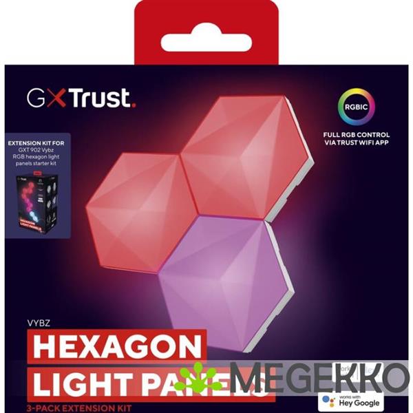 Grote foto trust gxt 903 vybz rgb hexagon light panels 3 pack uitbreidingsset computers en software overige computers en software