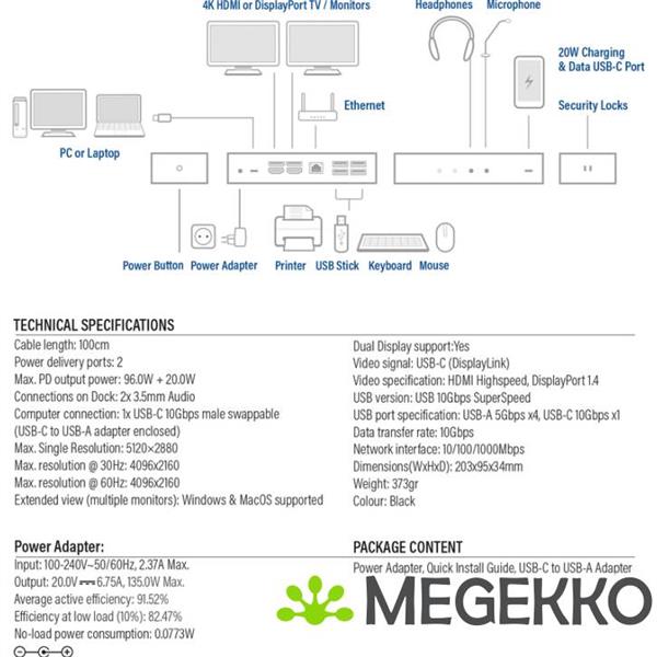 Grote foto act ac7160 usb c dual 4k docking station computers en software overige computers en software