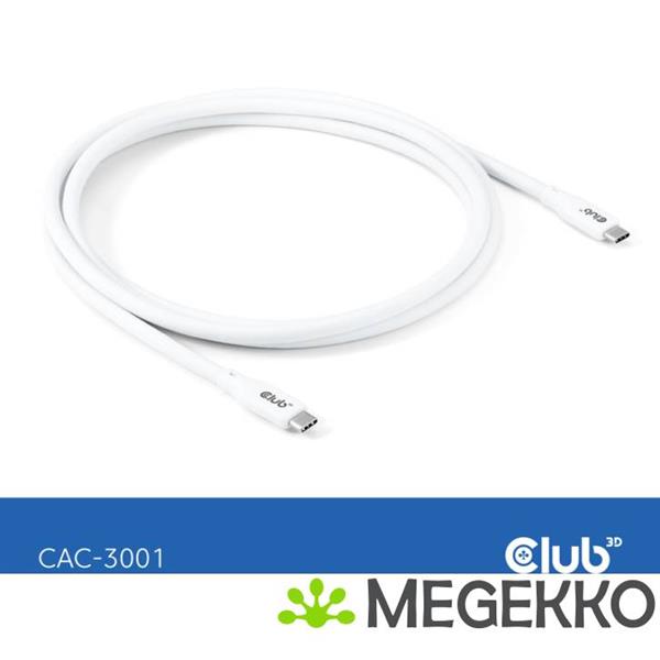 Grote foto club3d usb4 gen 3x2 20gbps 240w usb type c 2m wit computers en software overige computers en software