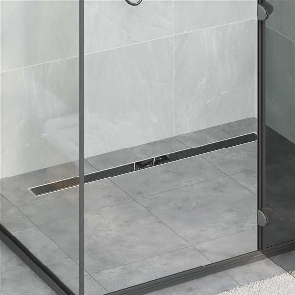 Grote foto vidaxl doucheafvoer glasdeksel met 360 sifon zwart 100 cm doe het zelf en verbouw sanitair