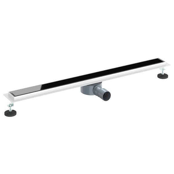 Grote foto vidaxl doucheafvoer glasdeksel met 360 sifon zwart 90 cm doe het zelf en verbouw sanitair