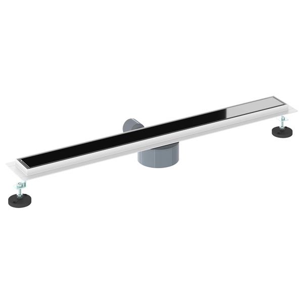 Grote foto vidaxl doucheafvoer glasdeksel met 360 sifon zwart 80 cm doe het zelf en verbouw sanitair