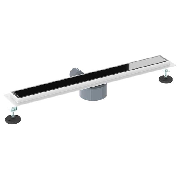 Grote foto vidaxl doucheafvoer glasdeksel met 360 sifon zwart 70 cm doe het zelf en verbouw sanitair