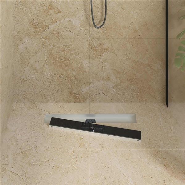 Grote foto vidaxl doucheafvoer glasdeksel met 360 sifon zwart 60 cm doe het zelf en verbouw sanitair