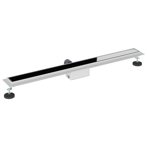 Grote foto vidaxl doucheafvoer met glazen deksel zwart 90 cm roestvrij staal 304 doe het zelf en verbouw sanitair