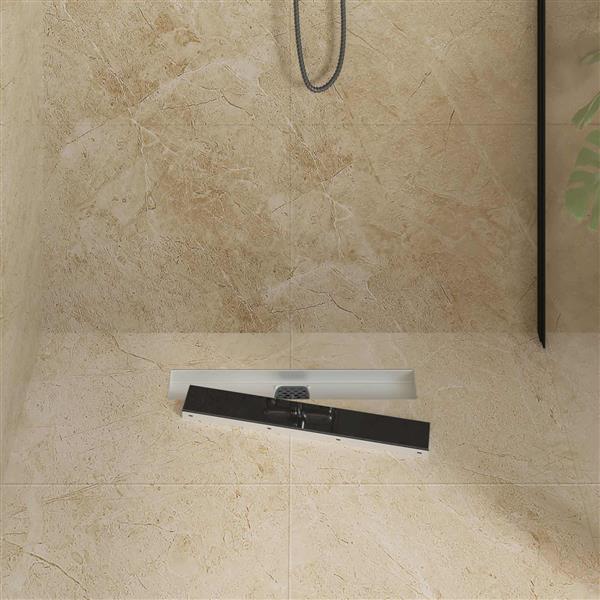 Grote foto vidaxl doucheafvoer glasdeksel met 360 sifon zwart 50 cm doe het zelf en verbouw sanitair