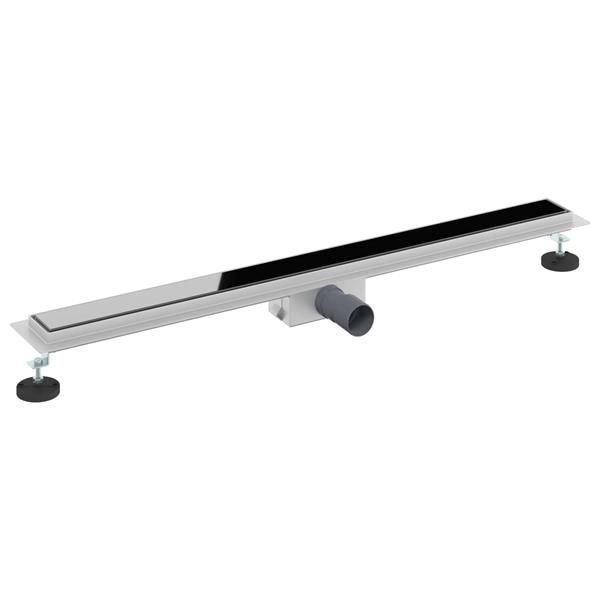 Grote foto vidaxl doucheafvoer met glazen deksel zwart 90 cm roestvrij staal 304 doe het zelf en verbouw sanitair