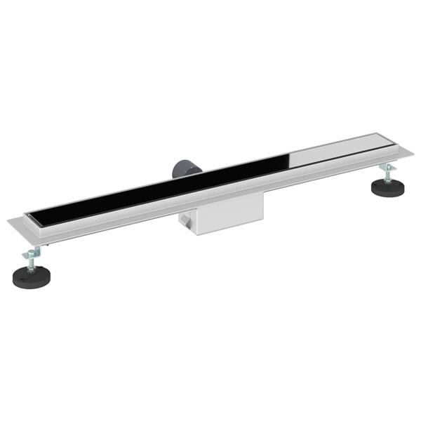 Grote foto vidaxl doucheafvoer met glazen deksel zwart 80 cm roestvrij staal 304 doe het zelf en verbouw sanitair