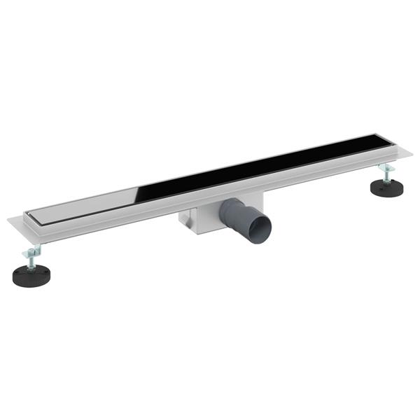 Grote foto vidaxl doucheafvoer met glazen deksel zwart 70 cm roestvrij staal 304 doe het zelf en verbouw sanitair