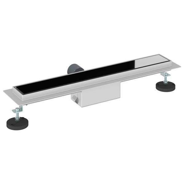 Grote foto vidaxl doucheafvoer met glazen deksel zwart 60 cm roestvrij staal 304 doe het zelf en verbouw sanitair