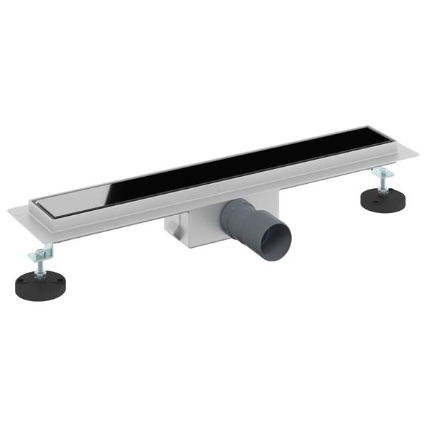 Grote foto vidaxl doucheafvoer met glazen deksel zwart 50 cm roestvrij staal 304 doe het zelf en verbouw sanitair