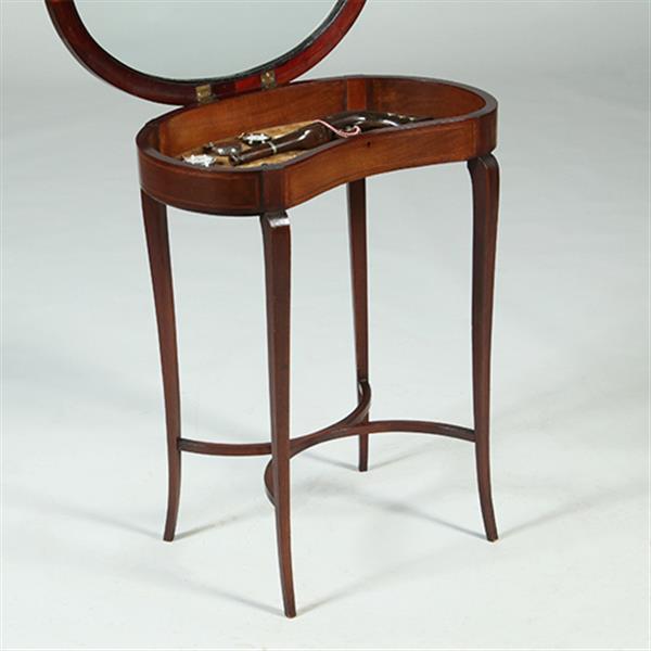 Grote foto victoriaans niervormig juwelentafeltje mahoniehout ca 1875 no.361845 antiek en kunst stoelen en banken