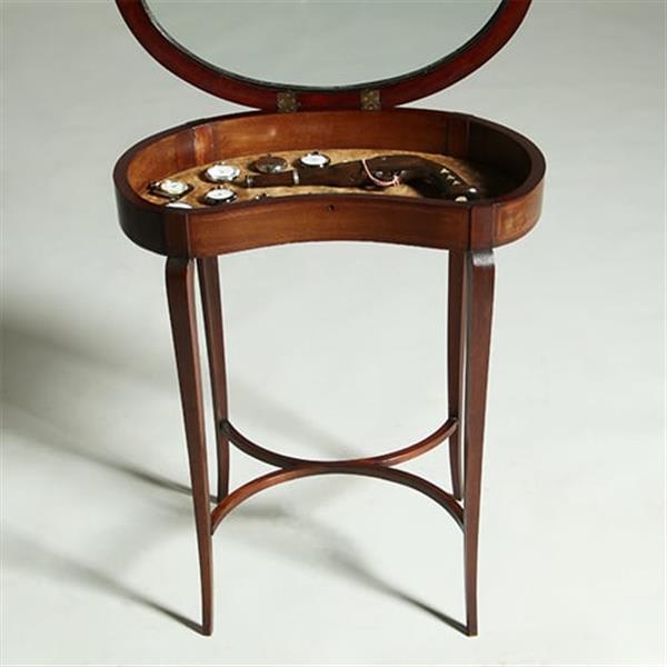 Grote foto victoriaans niervormig juwelentafeltje mahoniehout ca 1875 no.361845 antiek en kunst stoelen en banken