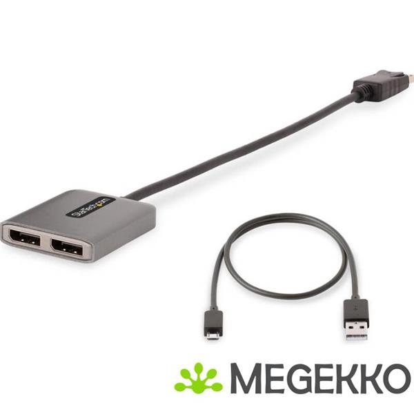 Grote foto startech.com mst14dp122dp video kabel adapter 0 3 m displayport 2 x dvi grijs computers en software overige computers en software