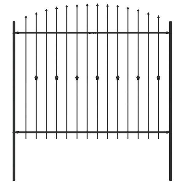 Grote foto vidaxl spike fence zwart 200 x 200 cm gepoedercoat staal tuin en terras hekken en schuttingen