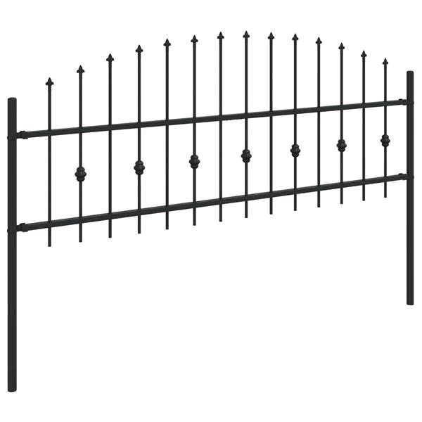 Grote foto vidaxl spike fence zwart 200 x 130 cm gepoedercoat staal tuin en terras hekken en schuttingen
