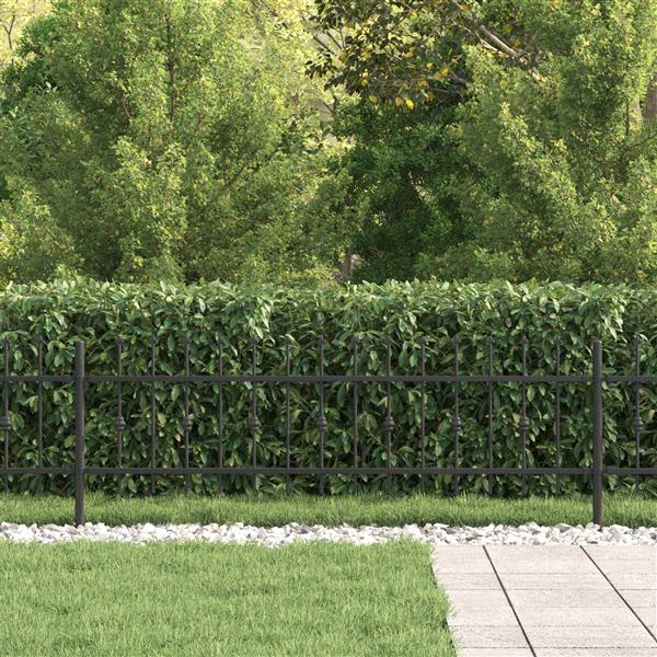 Grote foto vidaxl spike fence zwart 200 x 130 cm gepoedercoat staal tuin en terras hekken en schuttingen