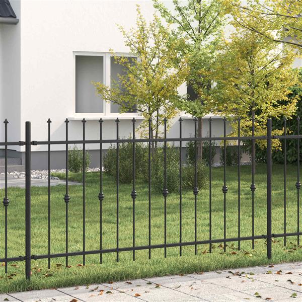 Grote foto vidaxl spike fence zwart 200 x 150 cm gepoedercoat staal tuin en terras hekken en schuttingen