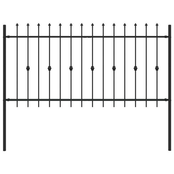Grote foto vidaxl spike fence zwart 200 x 150 cm gepoedercoat staal tuin en terras hekken en schuttingen