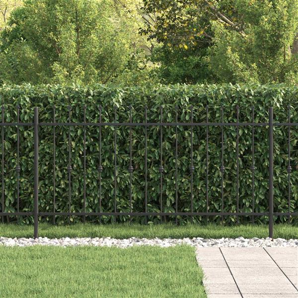 Grote foto vidaxl spike fence zwart 200 x 150 cm gepoedercoat staal tuin en terras hekken en schuttingen