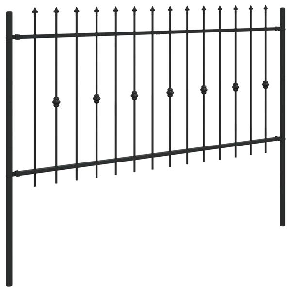 Grote foto vidaxl spike fence zwart 200 x 150 cm gepoedercoat staal tuin en terras hekken en schuttingen