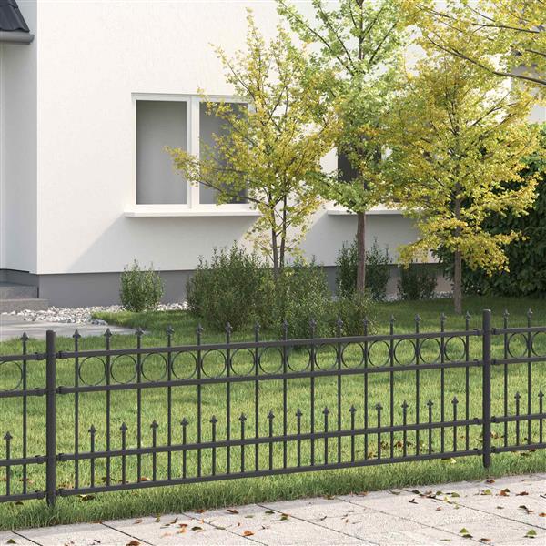 Grote foto vidaxl spike ring hek zwart 200 x 130 cm gepoedercoat staal tuin en terras hekken en schuttingen