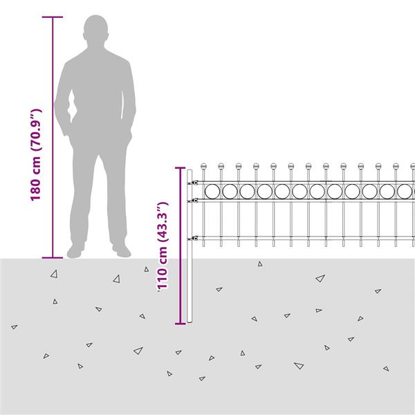 Grote foto vidaxl ringhek zwart 200 x 130 cm gepoedercoat staal tuin en terras hekken en schuttingen