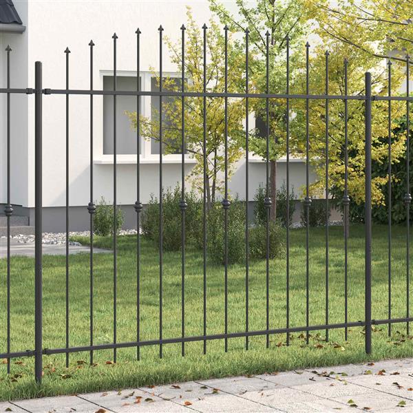 Grote foto vidaxl spike fence zwart 200 x 200 cm gepoedercoat staal tuin en terras hekken en schuttingen