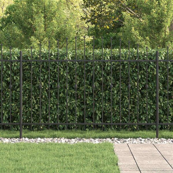 Grote foto vidaxl spike fence zwart 200 x 130 cm gepoedercoat staal tuin en terras hekken en schuttingen