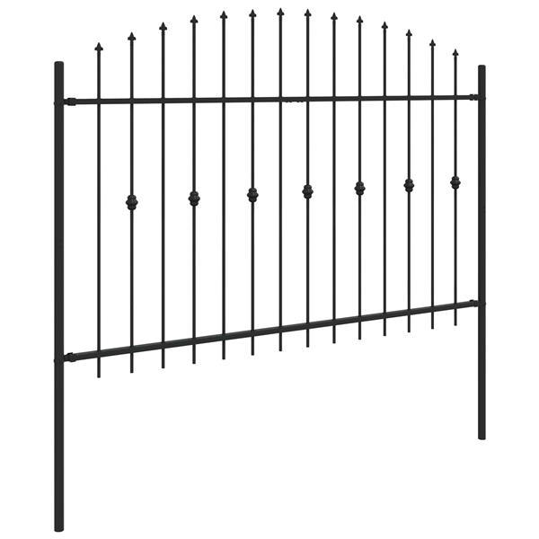 Grote foto vidaxl spike fence zwart 200 x 130 cm gepoedercoat staal tuin en terras hekken en schuttingen