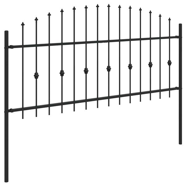 Grote foto vidaxl spike fence zwart 200 x 130 cm gepoedercoat staal tuin en terras hekken en schuttingen