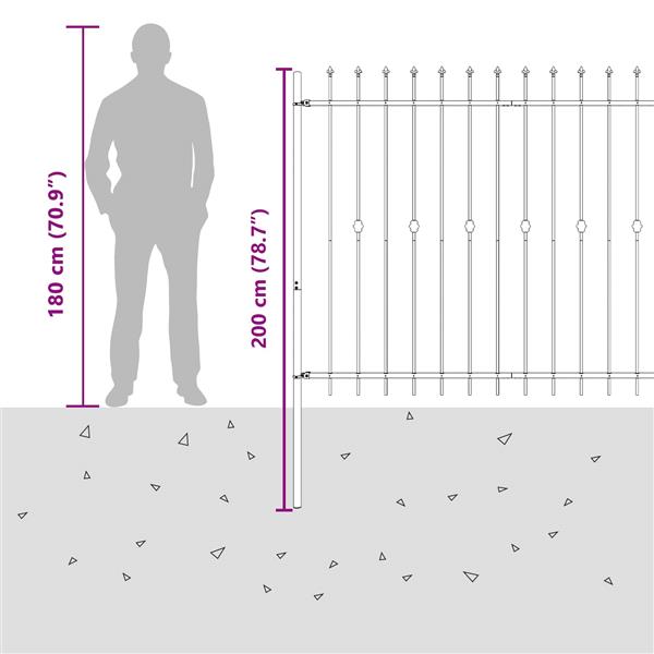 Grote foto vidaxl spike fence zwart 200 x 200 cm gepoedercoat staal tuin en terras hekken en schuttingen