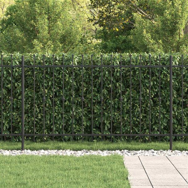 Grote foto vidaxl spike fence zwart 200 x 130 cm gepoedercoat staal tuin en terras hekken en schuttingen