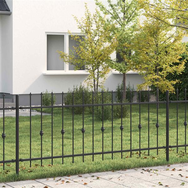 Grote foto vidaxl spike fence zwart 200 x 130 cm gepoedercoat staal tuin en terras hekken en schuttingen