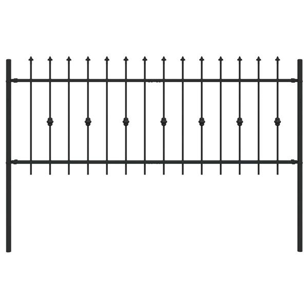Grote foto vidaxl spike fence zwart 200 x 130 cm gepoedercoat staal tuin en terras hekken en schuttingen