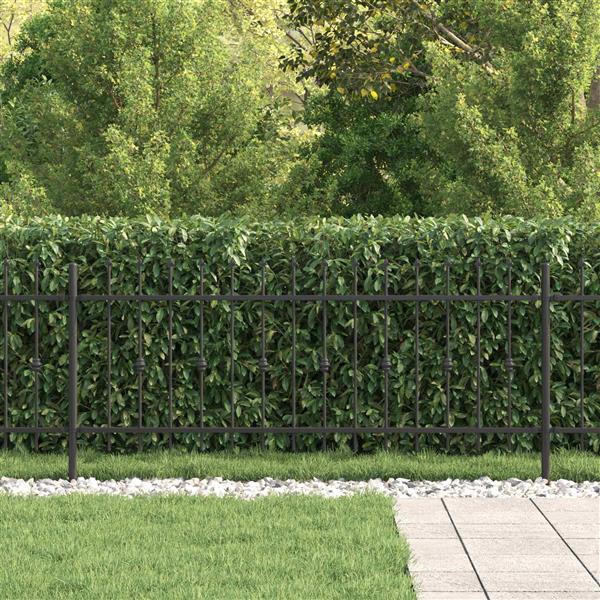 Grote foto vidaxl spike fence zwart 200 x 130 cm gepoedercoat staal tuin en terras hekken en schuttingen