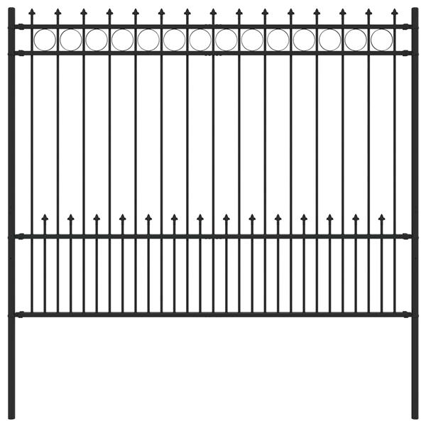 Grote foto vidaxl spike ring hek zwart 200 x 200 cm gepoedercoat staal tuin en terras hekken en schuttingen