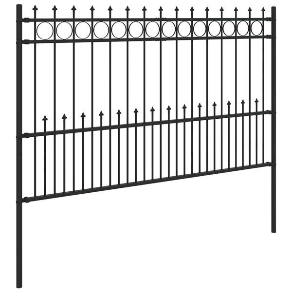 Grote foto vidaxl spike ring hek zwart 200 x 130 cm gepoedercoat staal tuin en terras hekken en schuttingen