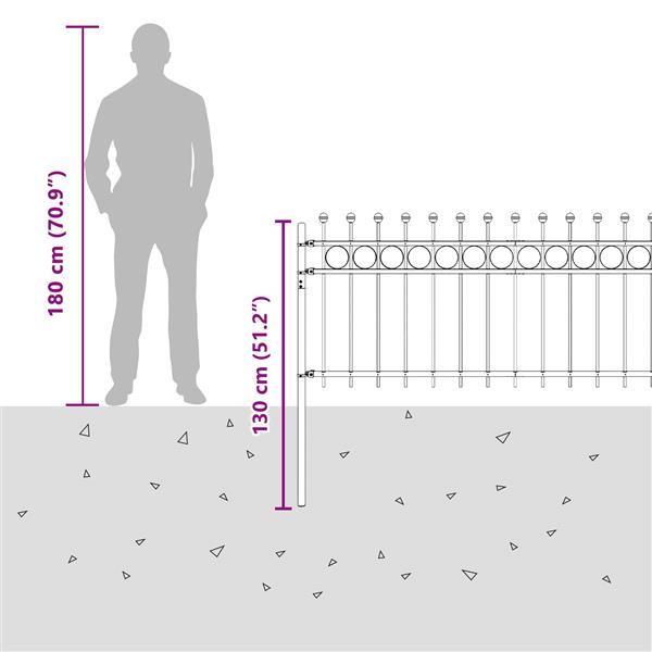 Grote foto vidaxl ringhek zwart 200 x 130 cm gepoedercoat staal tuin en terras hekken en schuttingen