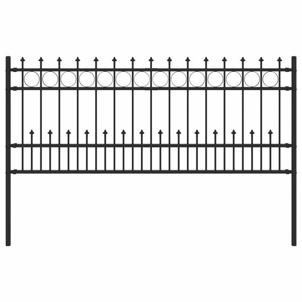 Grote foto vidaxl spike ring hek zwart 200 x 130 cm gepoedercoat staal tuin en terras hekken en schuttingen