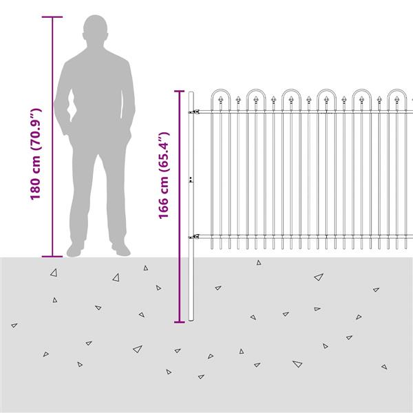 Grote foto vidaxl spike boog hek zwart 200 x 130 cm gepoedercoat staal tuin en terras hekken en schuttingen