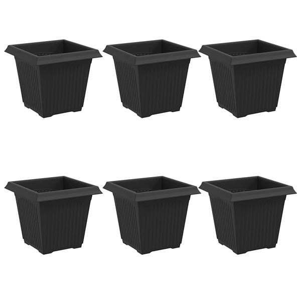Grote foto vidaxl vierkante bloempot 6 pcs zwart 43 x 43 x 33.5 cm kunststof tuin en terras overige tuin en terras