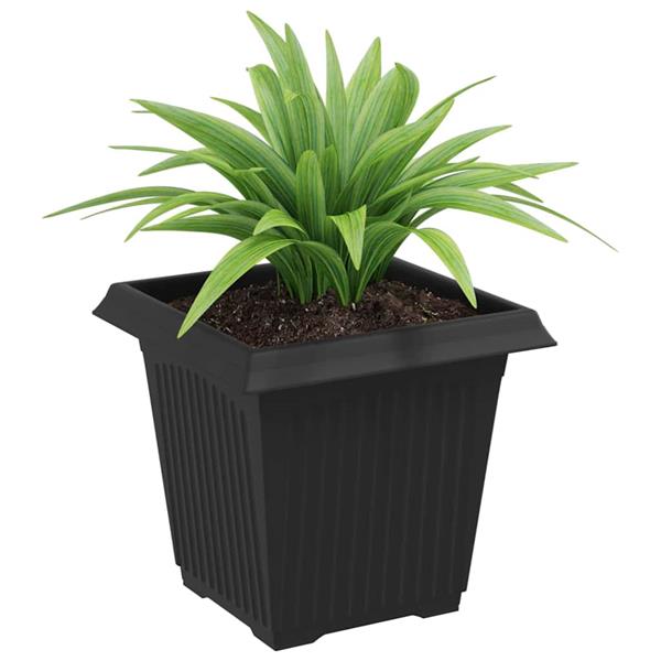Grote foto vidaxl vierkante bloempot 6 pcs zwart 43 x 43 x 33.5 cm kunststof tuin en terras overige tuin en terras