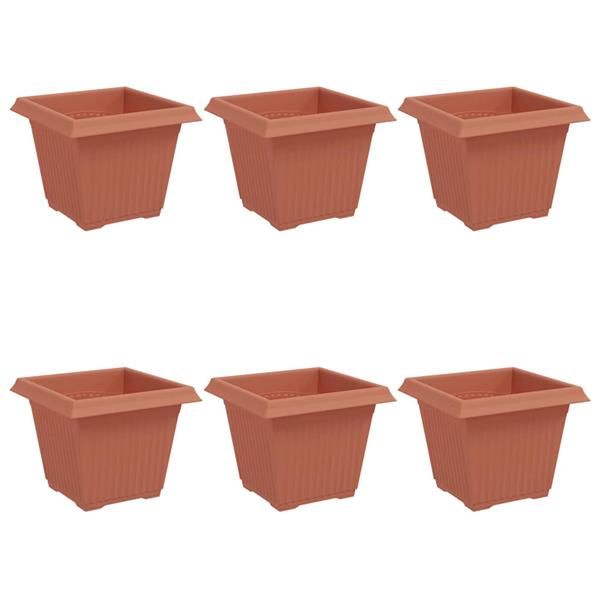 Grote foto vidaxl vierkante bloempot 6 pcs baksteenrood 43 x 43 x 33.5 cm tuin en terras overige tuin en terras