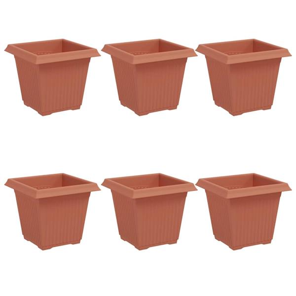 Grote foto vidaxl vierkante bloempot 6 pcs baksteenrood 43 x 43 x 33.5 cm tuin en terras overige tuin en terras