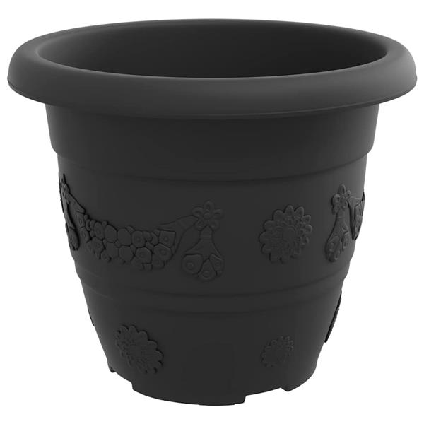 Grote foto vidaxl ronde bloempot 24 pcs zwart 26 x 21.5 cm kunststof tuin en terras overige tuin en terras