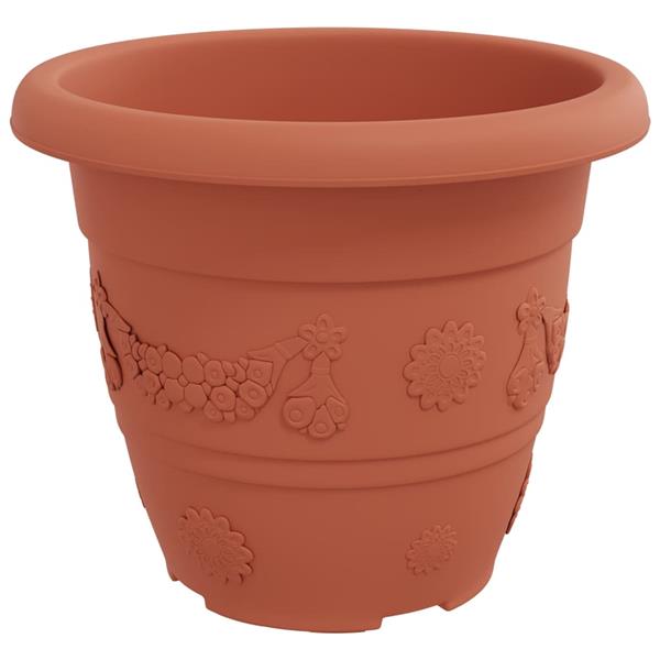 Grote foto vidaxl ronde bloempot 24 pcs baksteenrood 26 x 21.5 cm kunststof tuin en terras overige tuin en terras